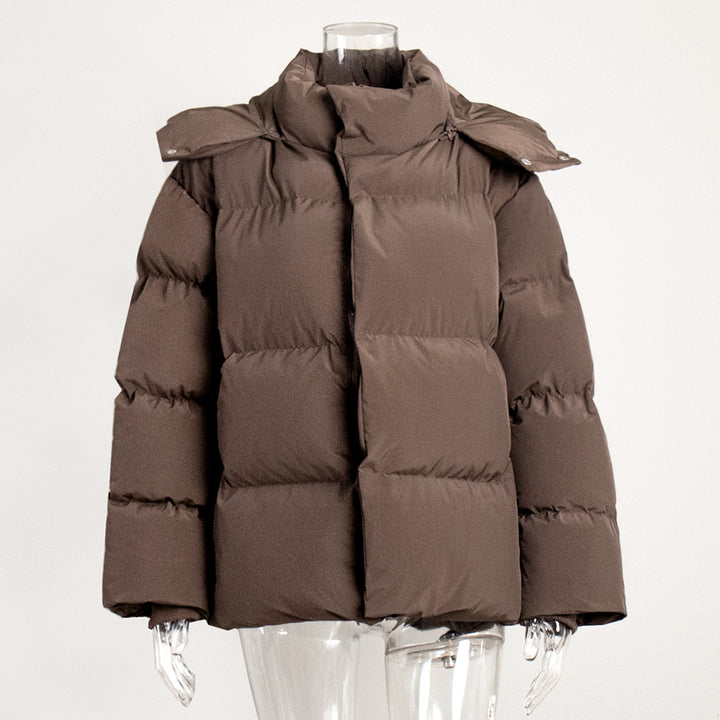 Loose Solid-Color Hooded Cotton Jacket