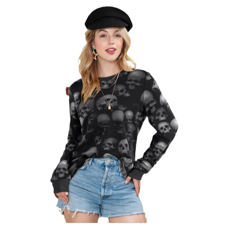 Printed Round Neck Loose Sweatshirt