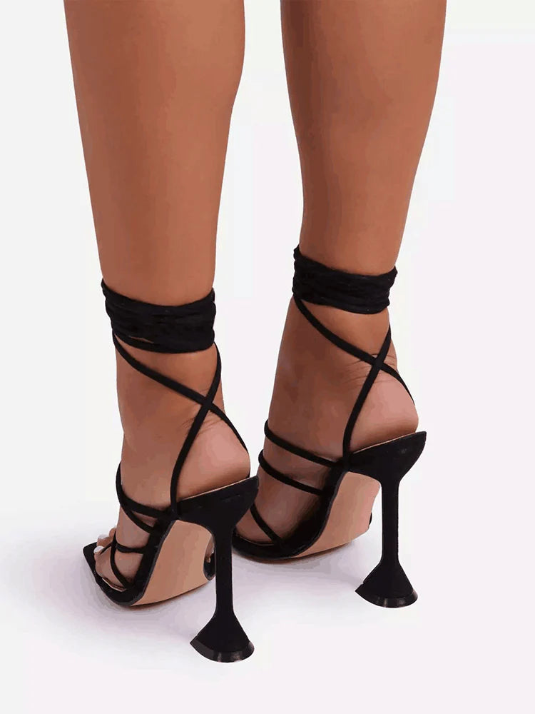 Knot Strap Lace-Up Sandals