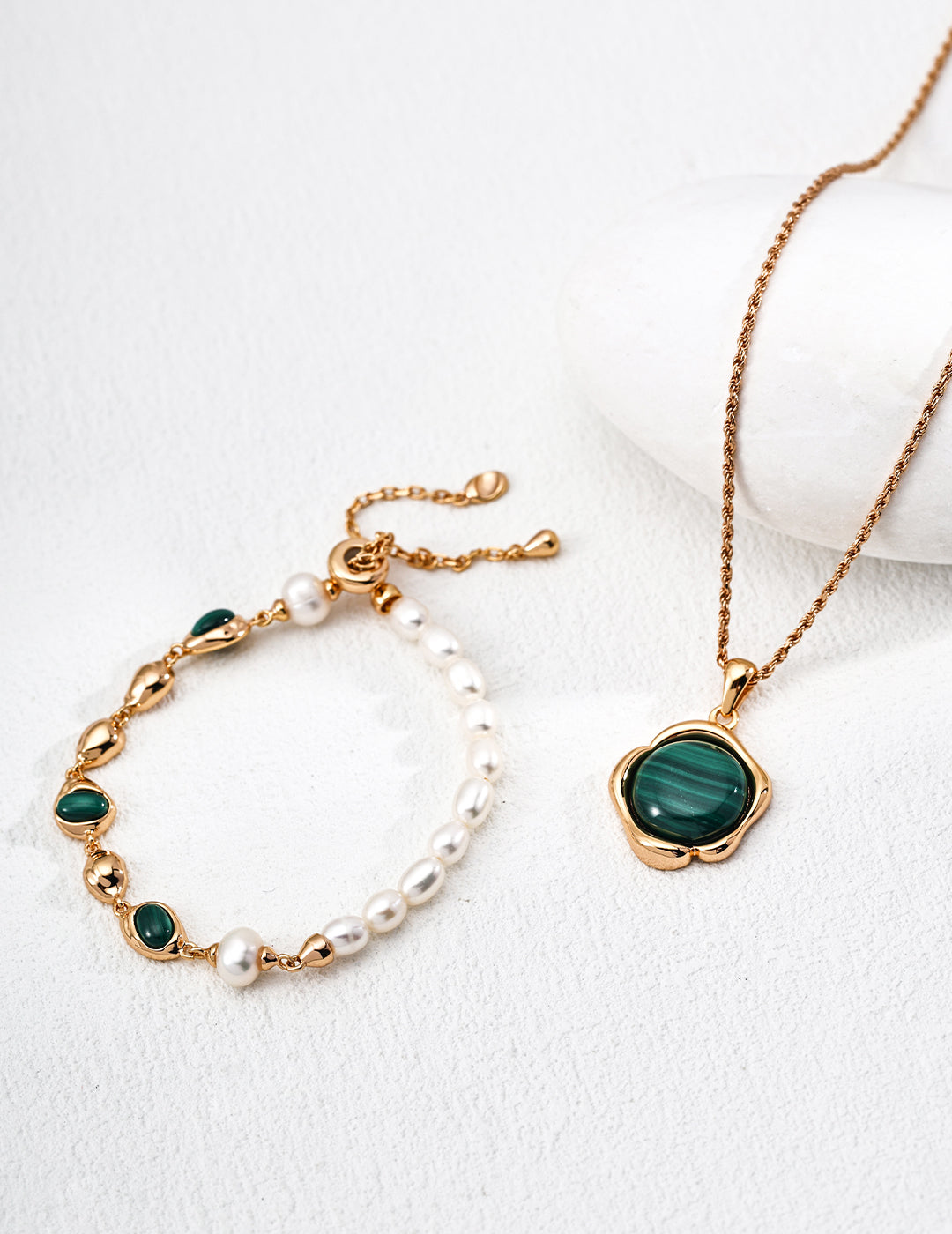 Fashion Natural Pearl Malachite Bracelet
