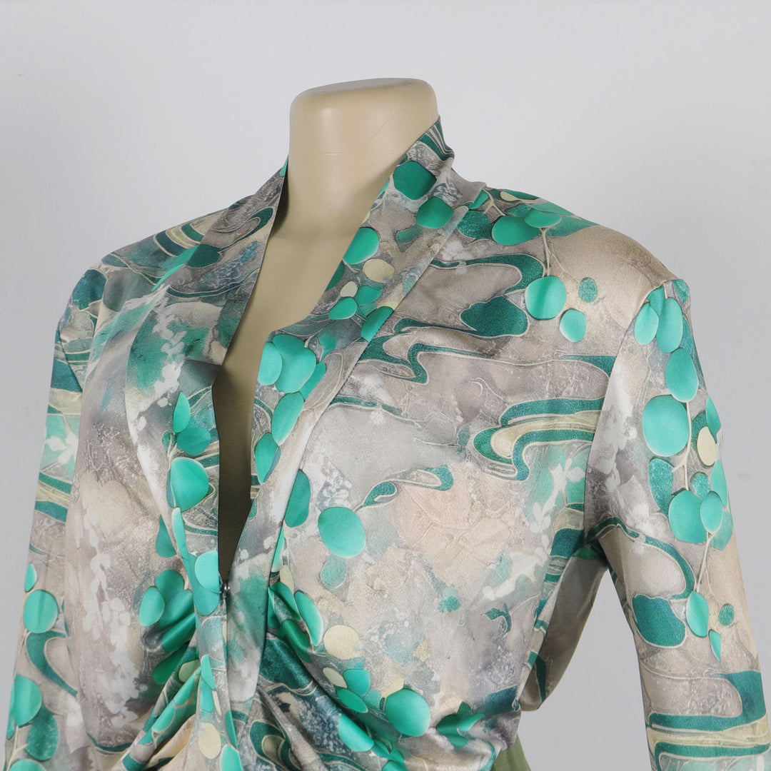 Vintage Printed V-Neck Shirt Wide Leg Pants Set
