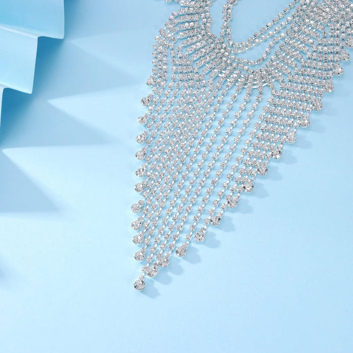 Aethers & Co A18  Rhinestone Chest Chain Bra Body Jewelry for Women Silver Bikini Bra Body Chains