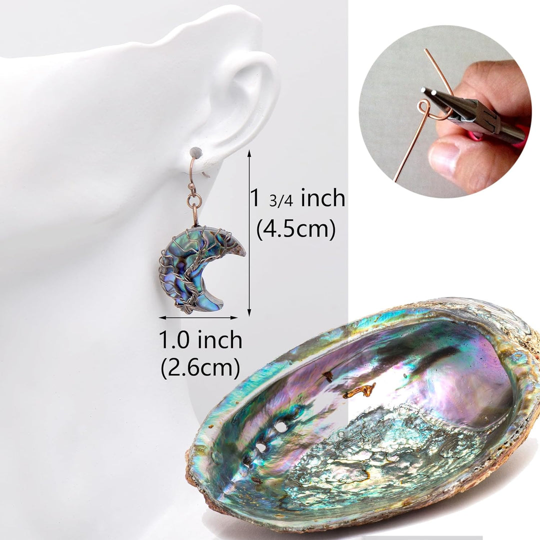 Aethers & Co A5 Handmade Teardrop Abalone Shell Dangle Earrings for Women, Wire Craft Tree of Life Earrings