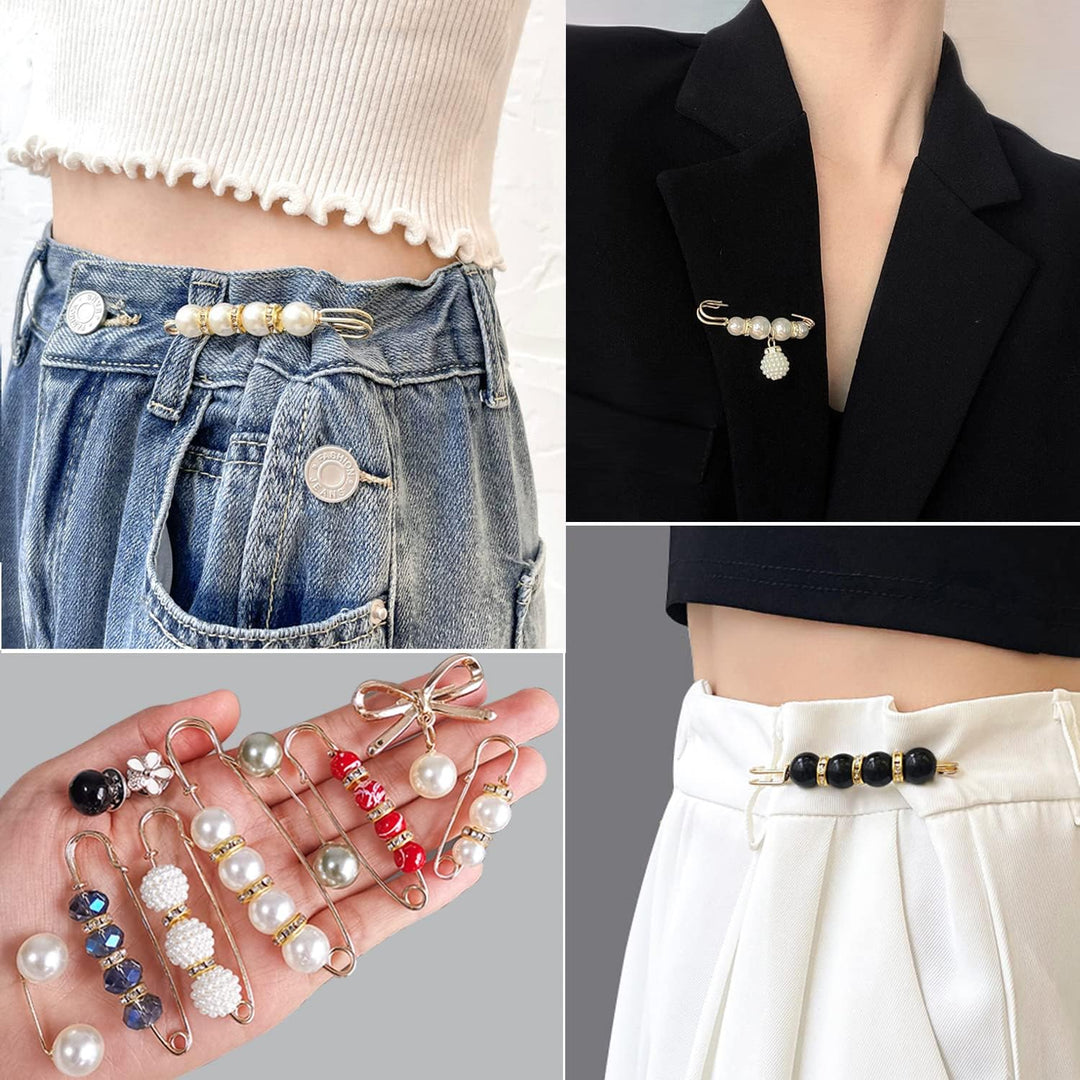 Aethers & Co A2 80 Pcs Brooch Pins, Sweater Shawl Hat Clip Neckline Pins Double Faux Pearl Brooches for Women Girls Fashion Cover Up Buttons Clothing Dress Decoration Accessories Pant Waist Tightener Safety Pins (70)