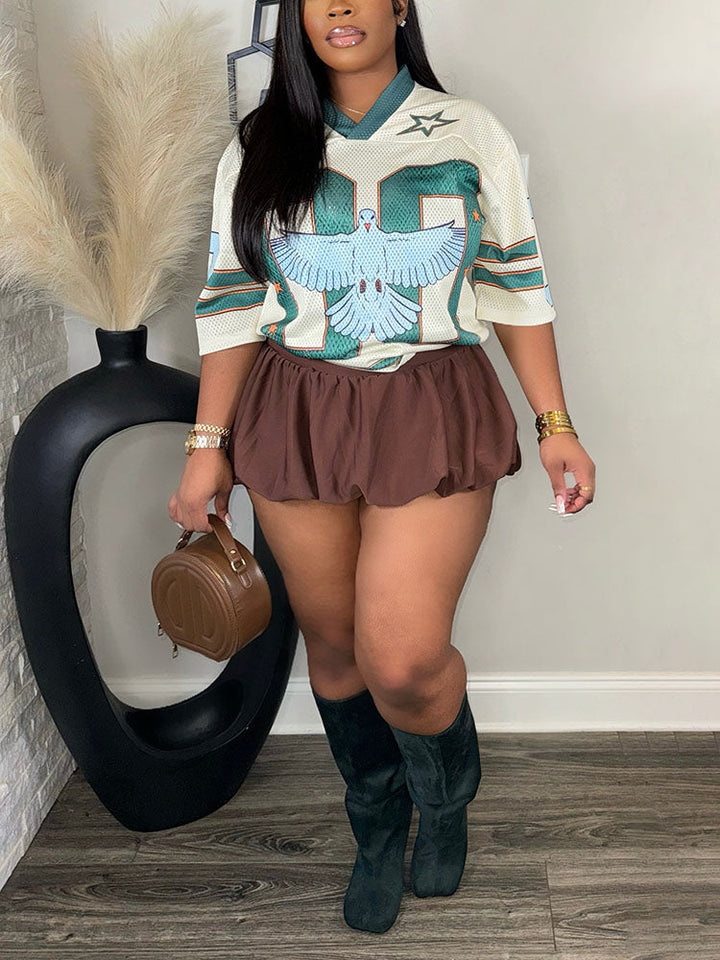 Graphic Breathable Jersey Top Green / S