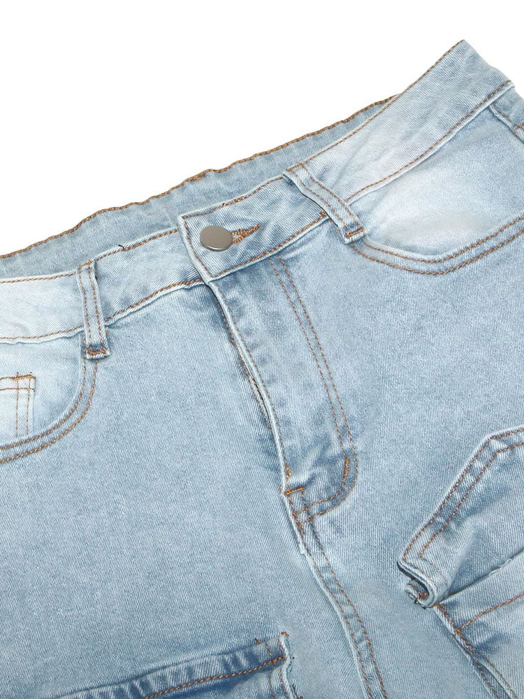Snap Button Cargo Jeans