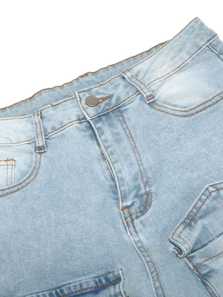 Snap Button Cargo Jeans