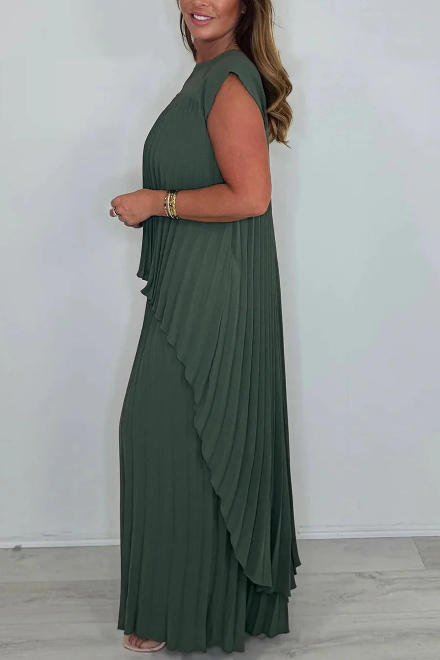 High-Low Pleated Tank Top Pants Sets