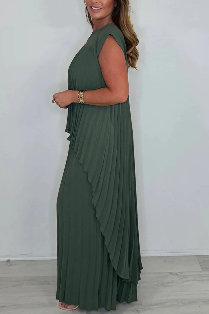 High-Low Pleated Tank Top Pants Sets
