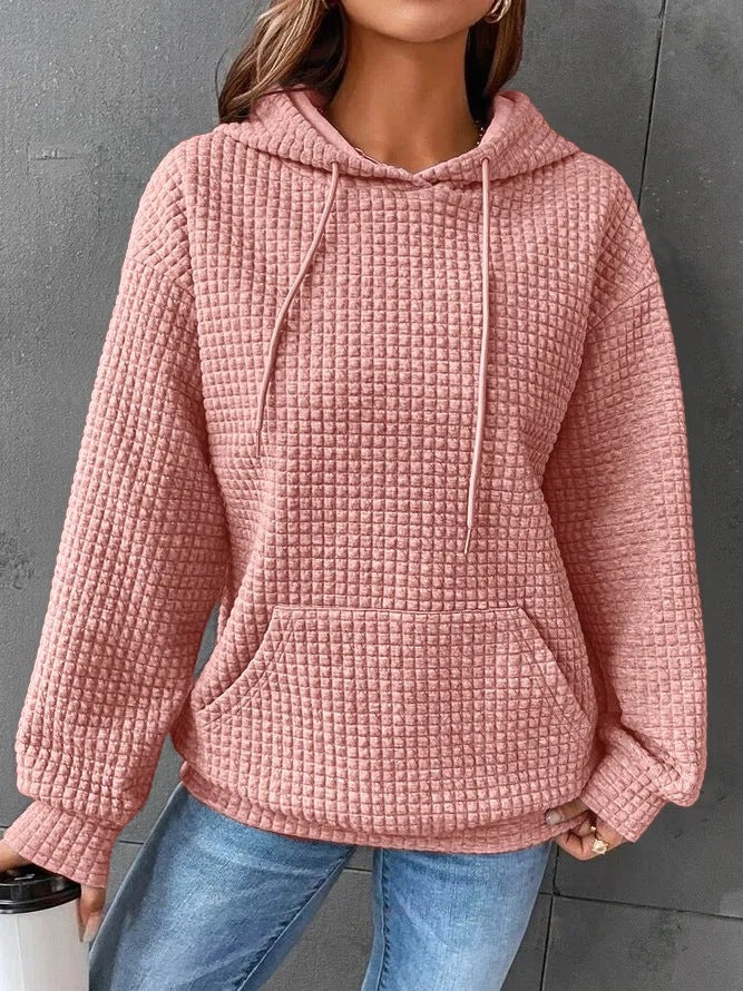 Waffle Neck Long Sleeve Sweatshirt