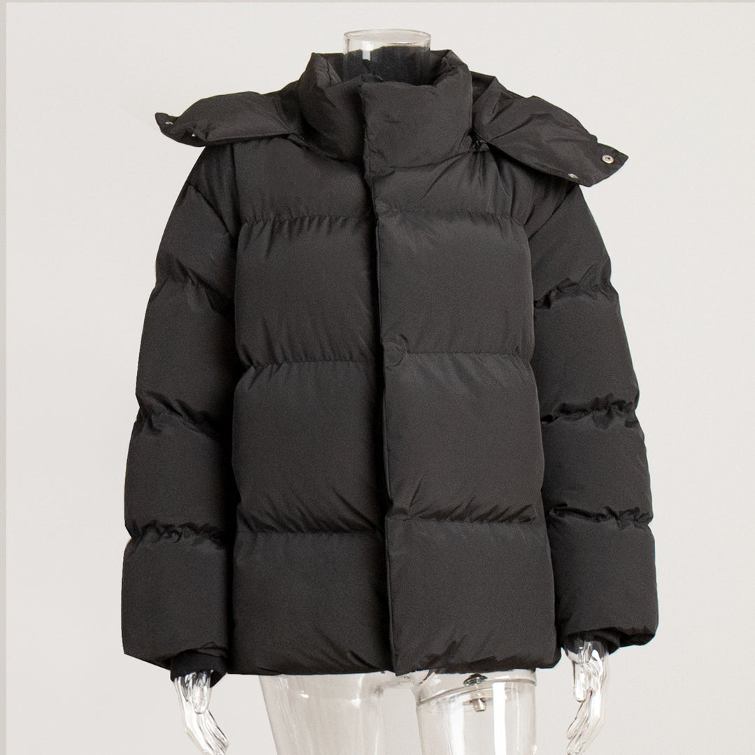 Loose Solid-Color Hooded Cotton Jacket