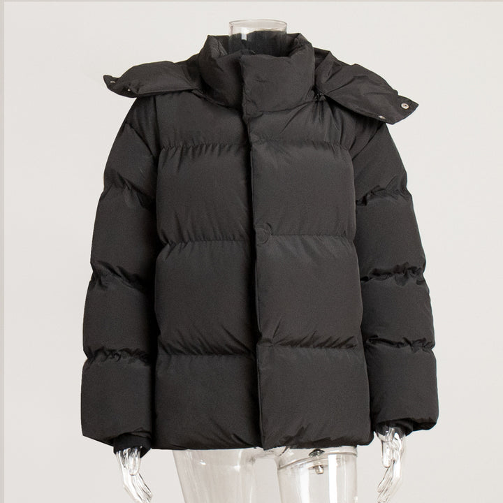 Loose Solid-Color Hooded Cotton Jacket