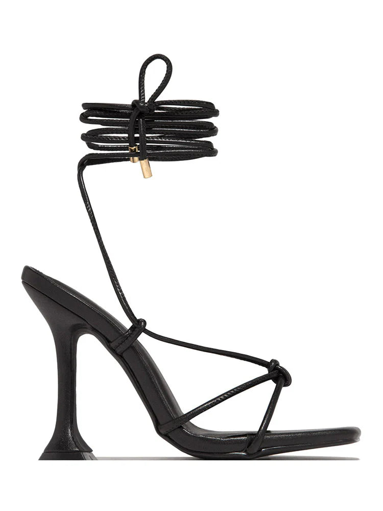 Knot Strap Lace-Up Sandals