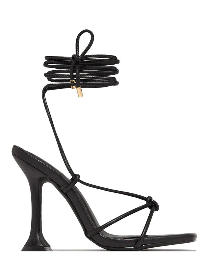 Knot Strap Lace-Up Sandals