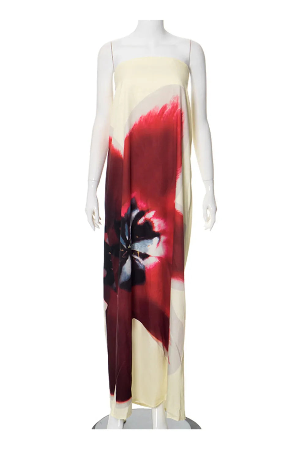 Floral Print Backless Maxi Dress