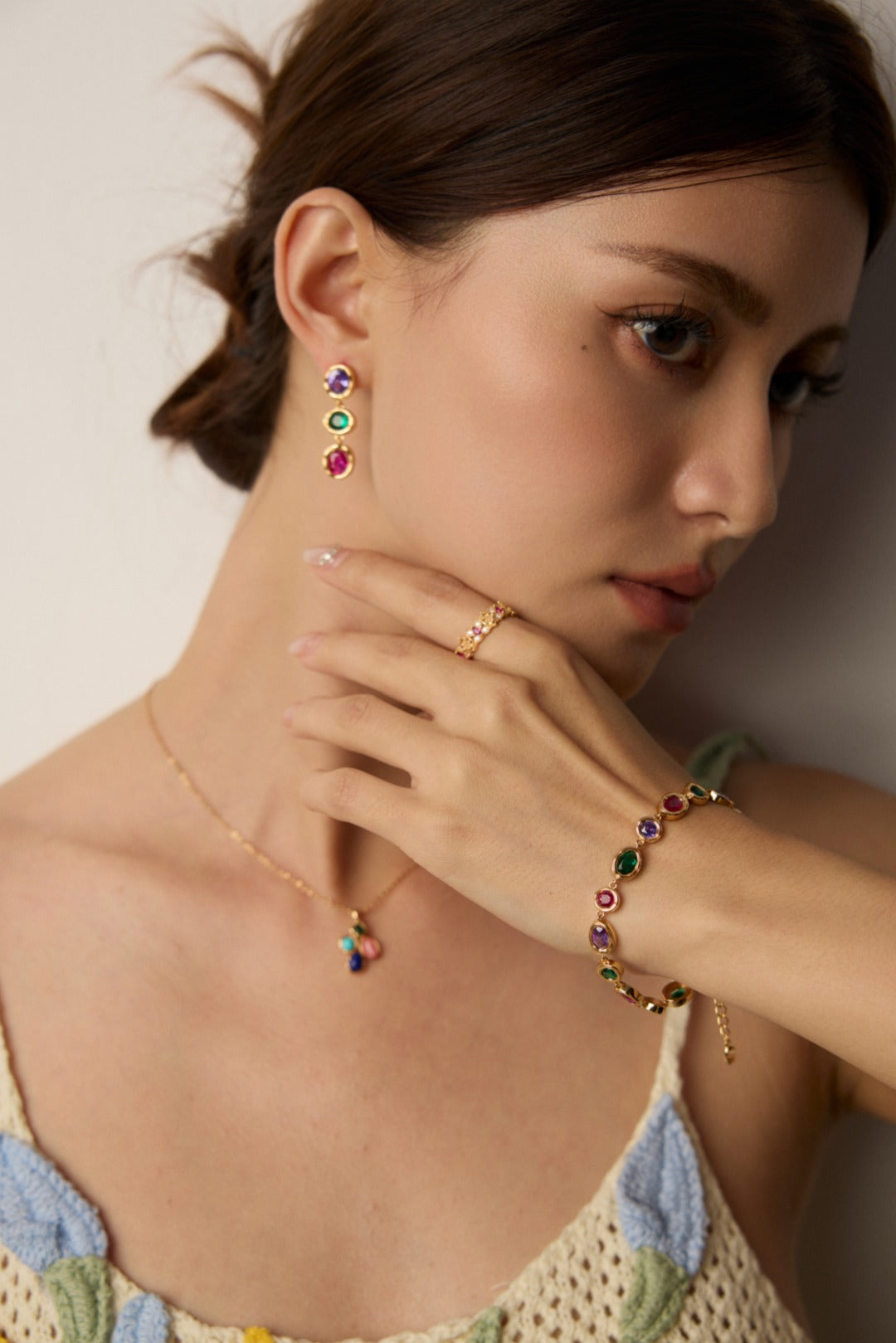 Colorful Zirconia Palace Collection Bracelet Earrings