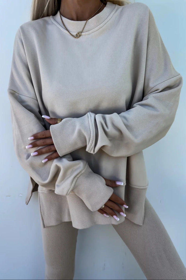 Casual Skinny Pants Loose Sweatshirt Set