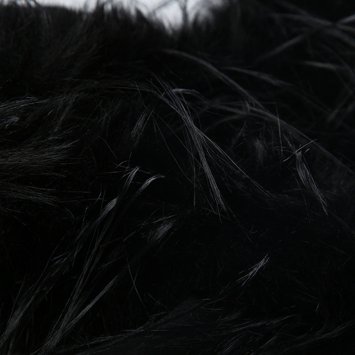 Zipper Split Print Plush Hoodie Black