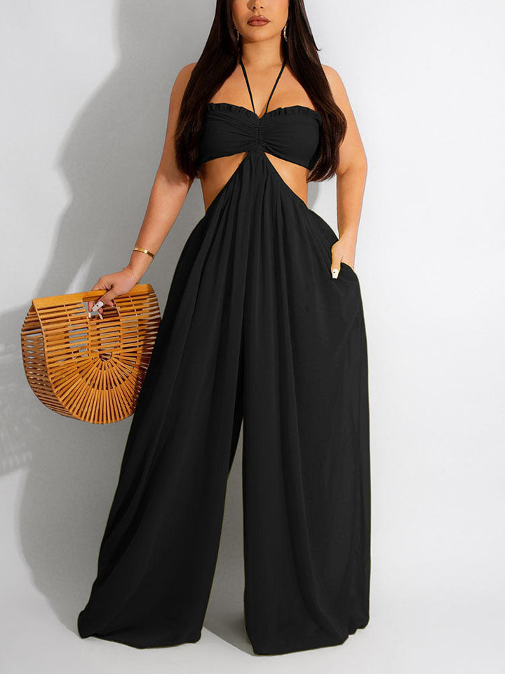Chiffon Wide Leg Jumpsuit Orange / L