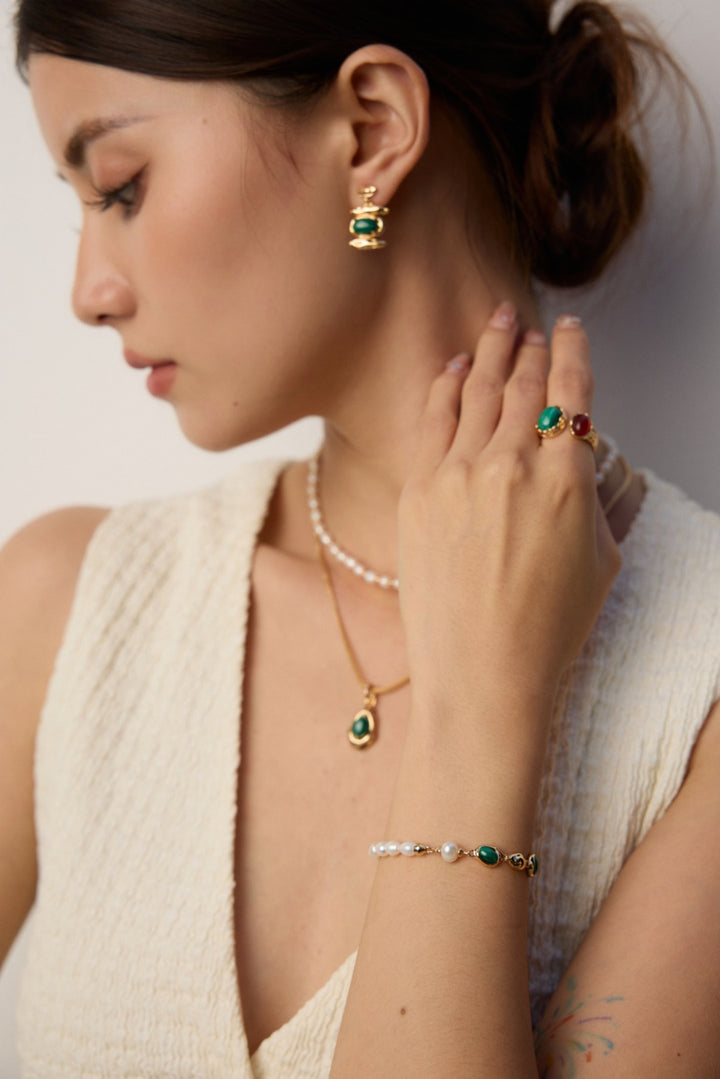 Fashion Natural Pearl Malachite Bracelet