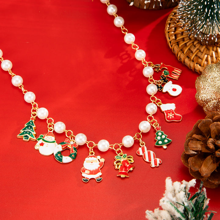 Christmas Snowman Reindeer Candy Pendant Necklace