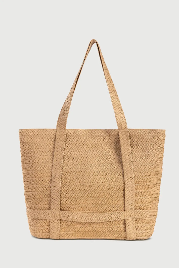 Handmade Solid Color Straw Bag With Hat