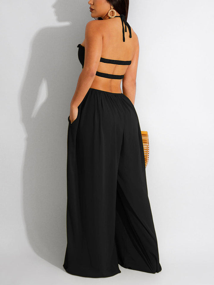 Chiffon Wide Leg Jumpsuit Orange / XL