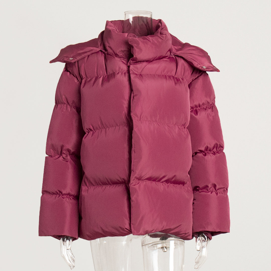 Loose Solid-Color Hooded Cotton Jacket