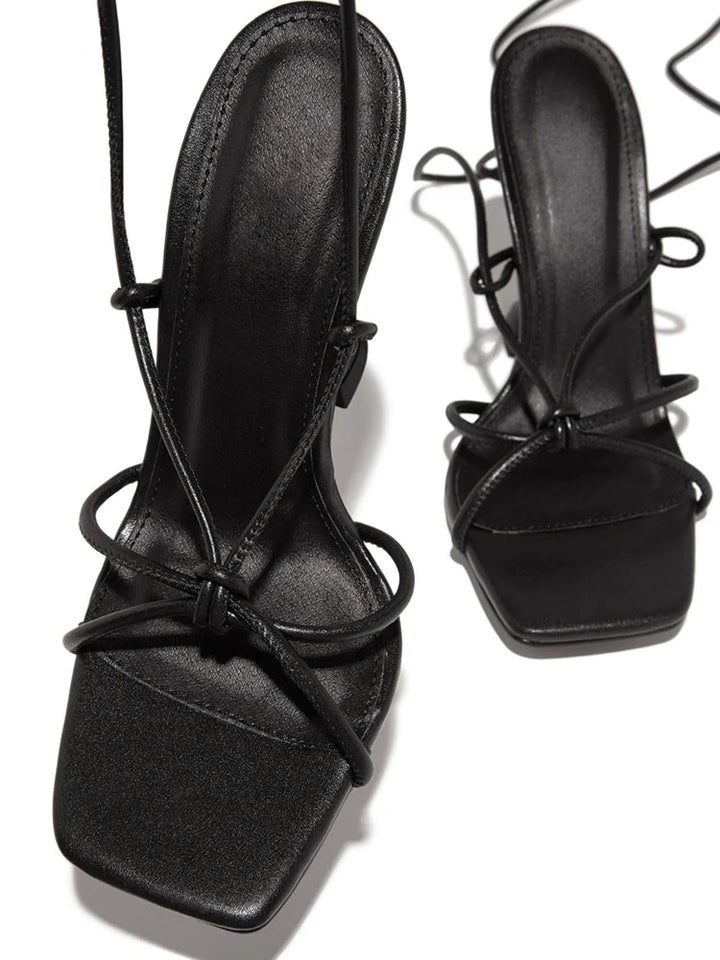 Knot Strap Lace-Up Sandals