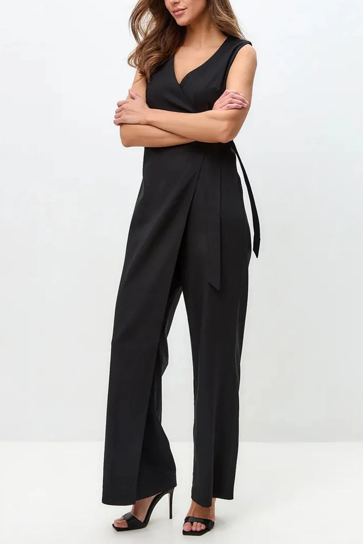 V Neck Zip-up Strappy Jumpsuit