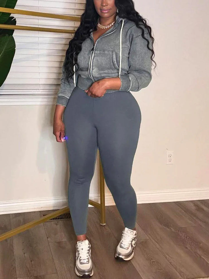Washed Hooded Jacket & Leggings Set