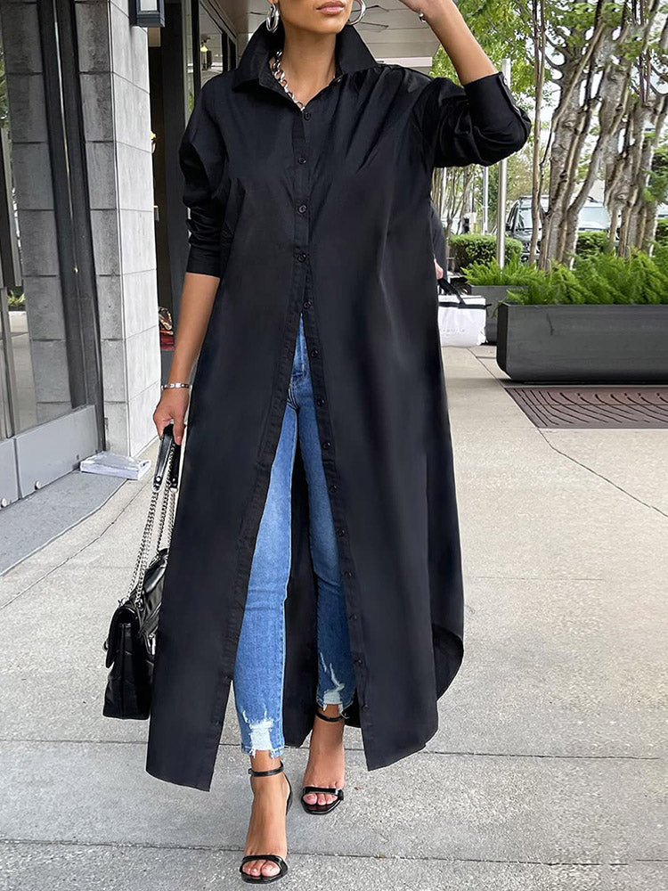 Button Down Shirt Dress Gray / M