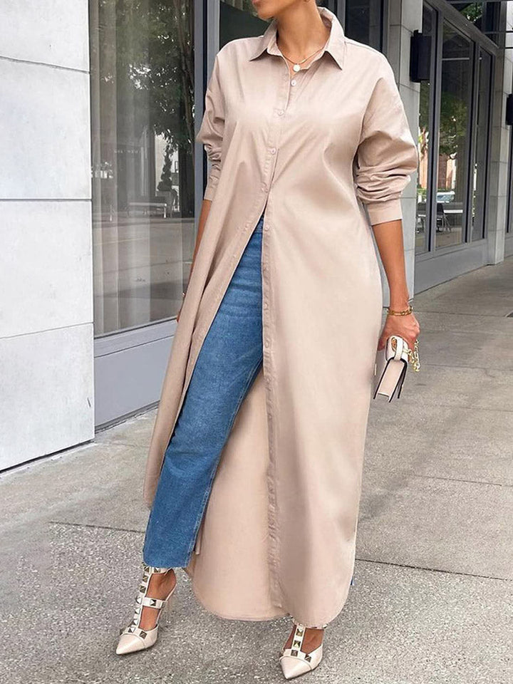 Button Down Shirt Dress Navy Blue / S