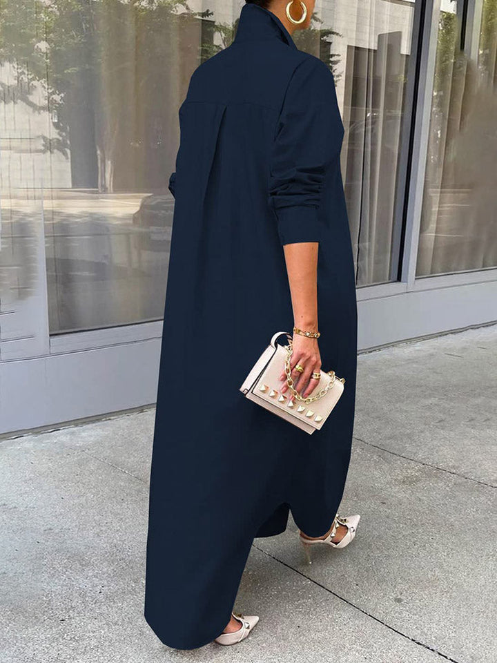 Button Down Shirt Dress Blue / L