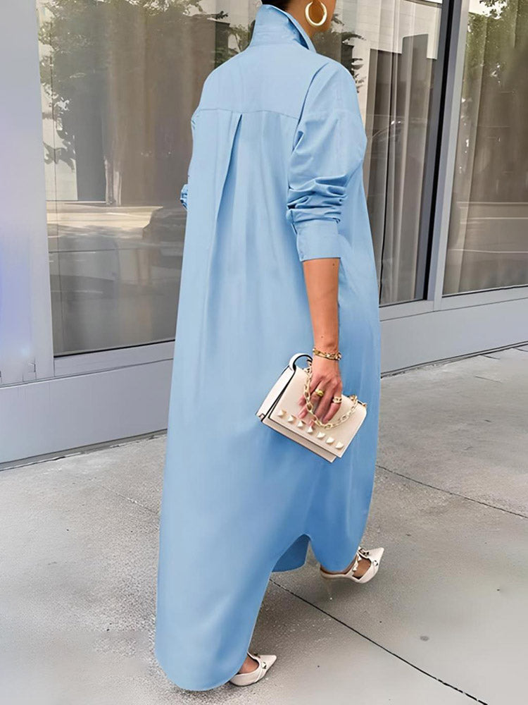 Button Down Shirt Dress Blue / M