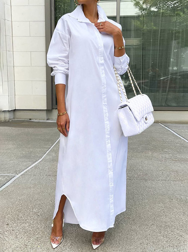 Button Down Shirt Dress Khaki / M