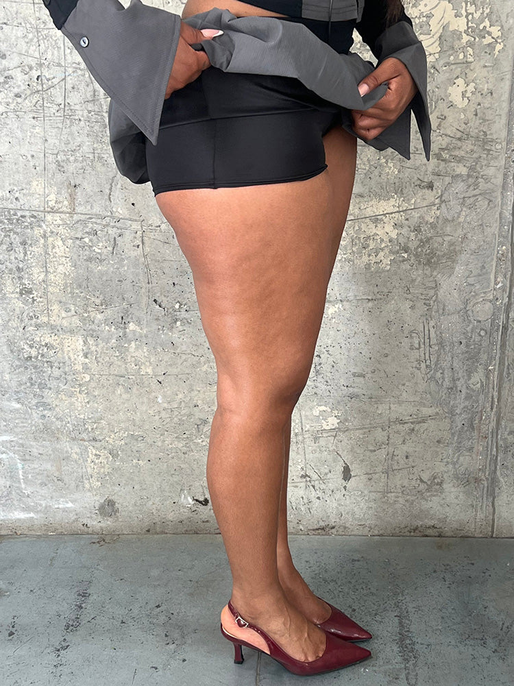 Lace-Up Top & Bubble Skort Set Gray* / 2XL