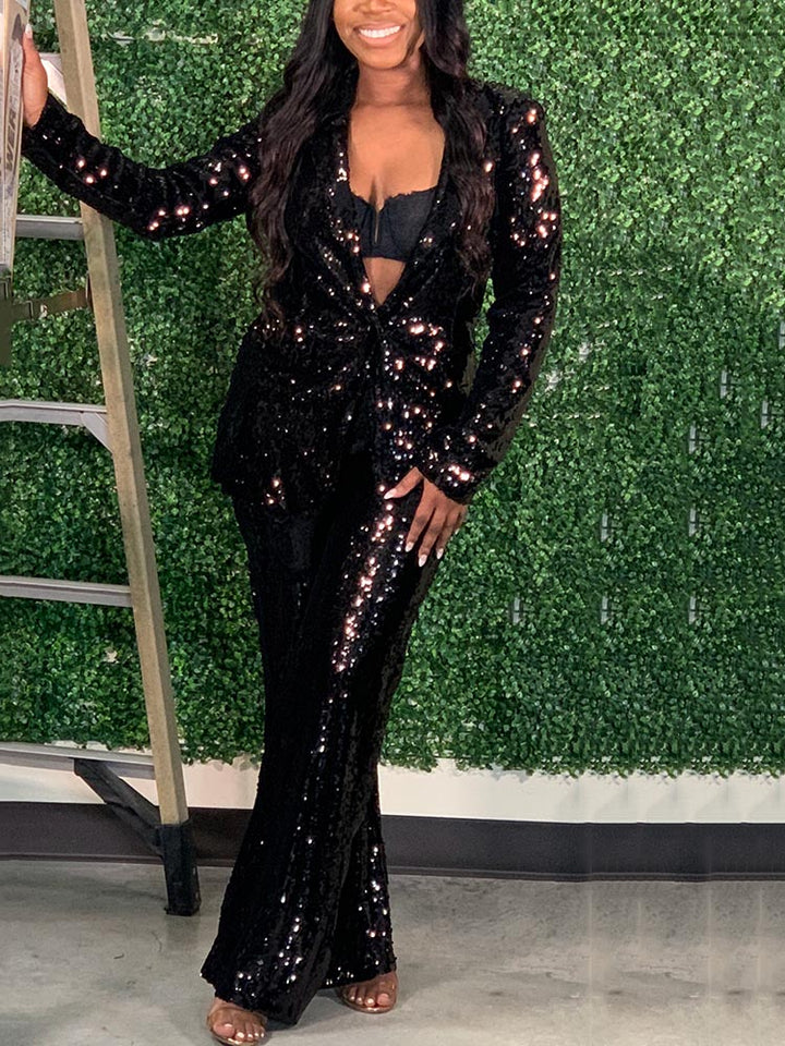 Sequin Blazer Set Black / XL