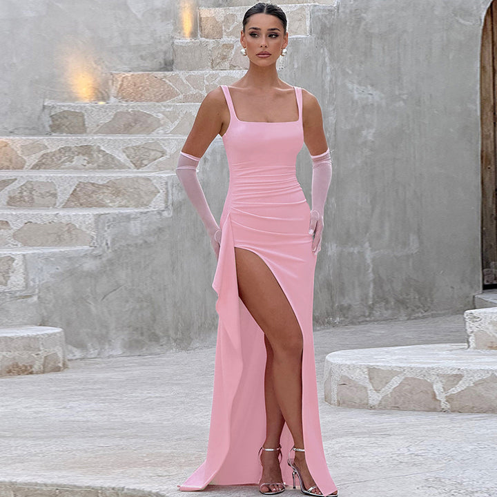 Sexy Strapless Backless High-Slit Dress