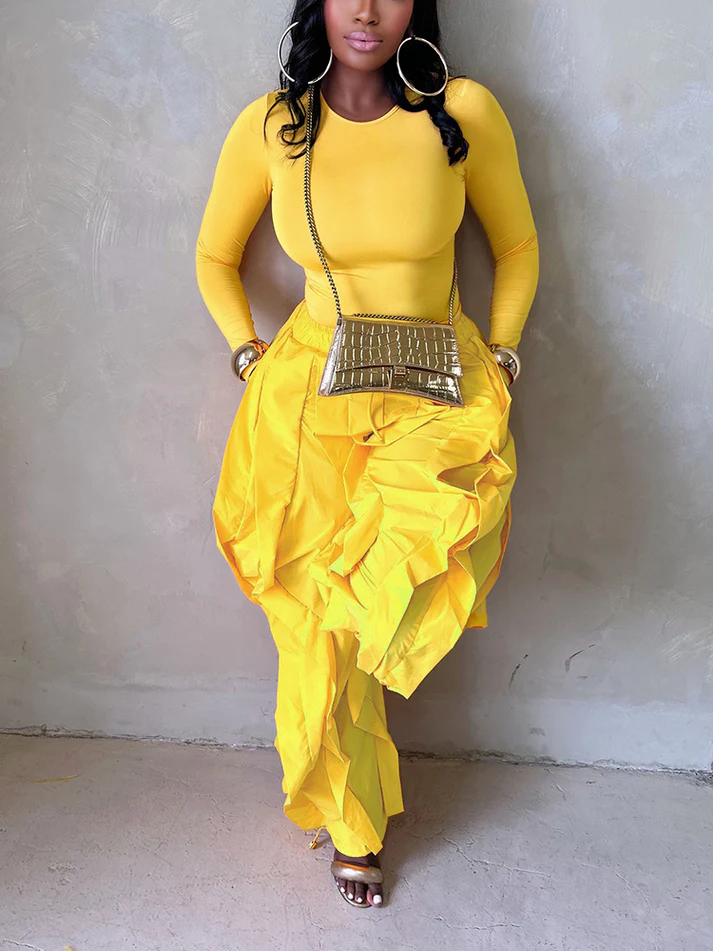 Sleek Top & Windbreaker Pleated Pants Sets