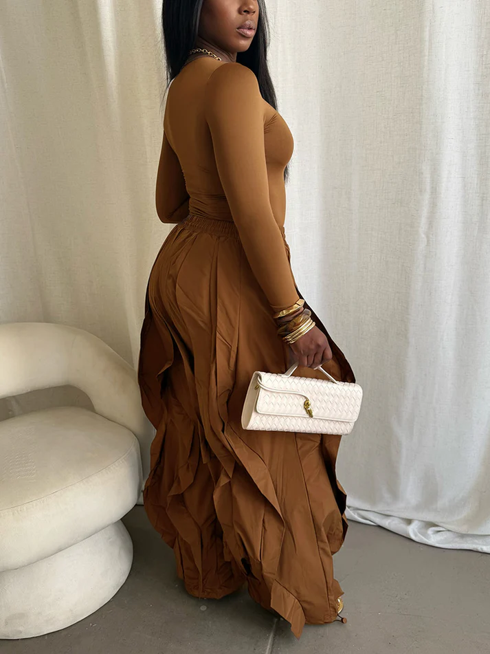 Sleek Top & Windbreaker Pleated Pants Sets