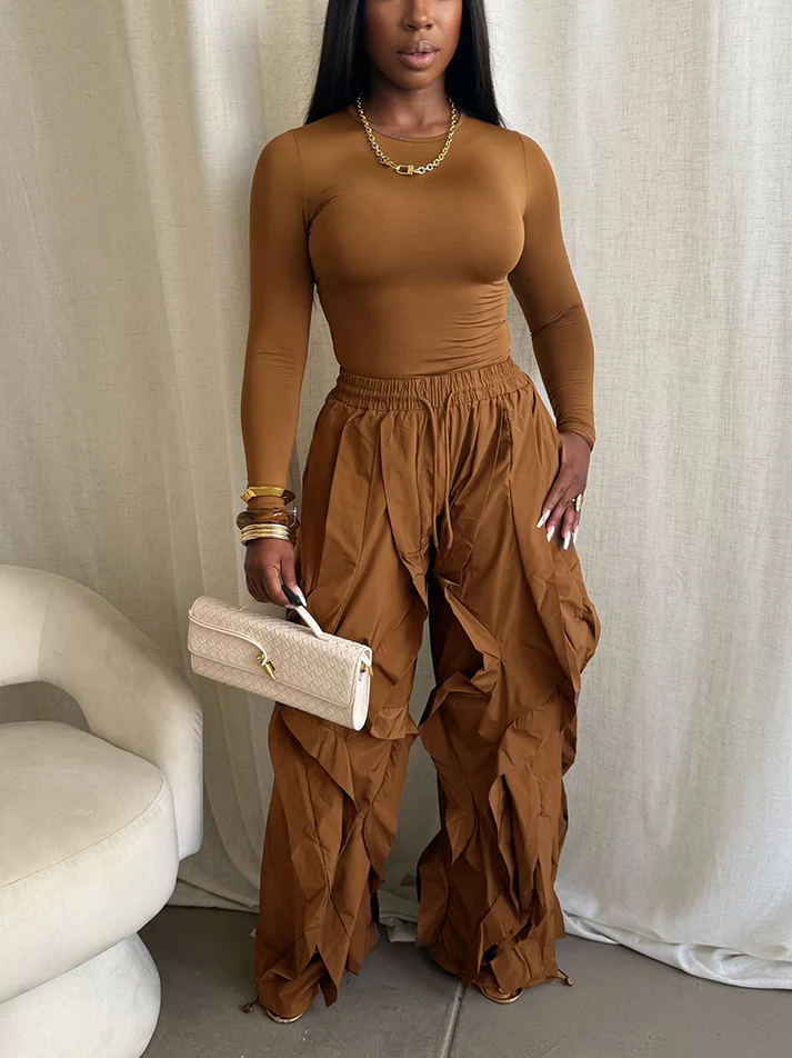 Sleek Top & Windbreaker Pleated Pants Sets