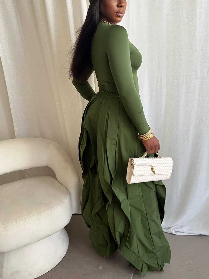 Sleek Top & Windbreaker Pleated Pants Sets