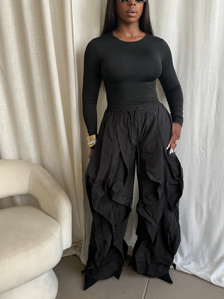 Sleek Top & Windbreaker Pleated Pants Sets