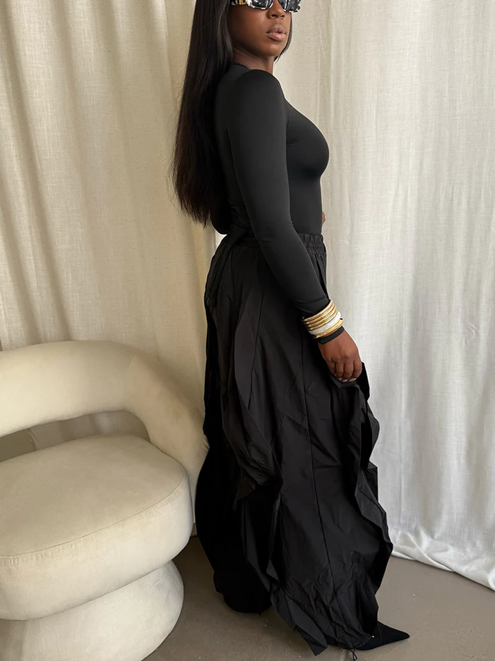 Sleek Top & Windbreaker Pleated Pants Sets