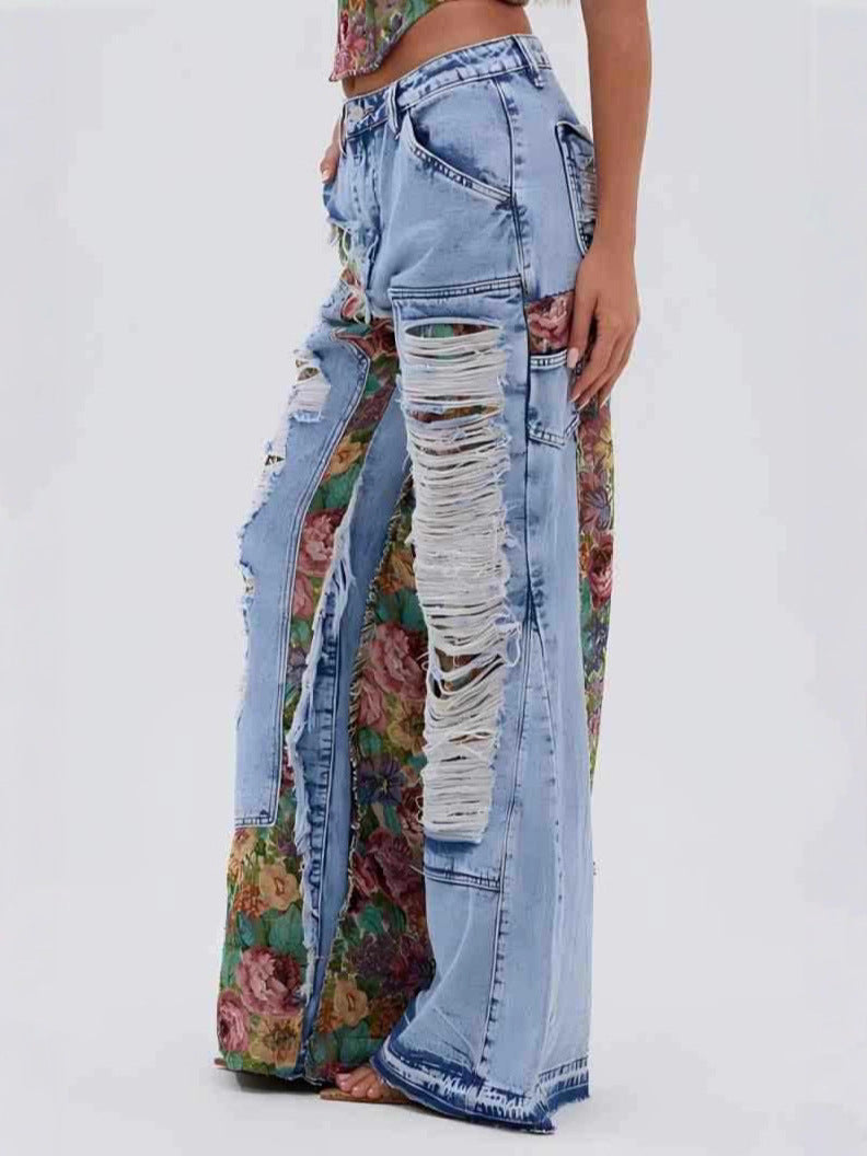 Distressed Straight-leg Jeans