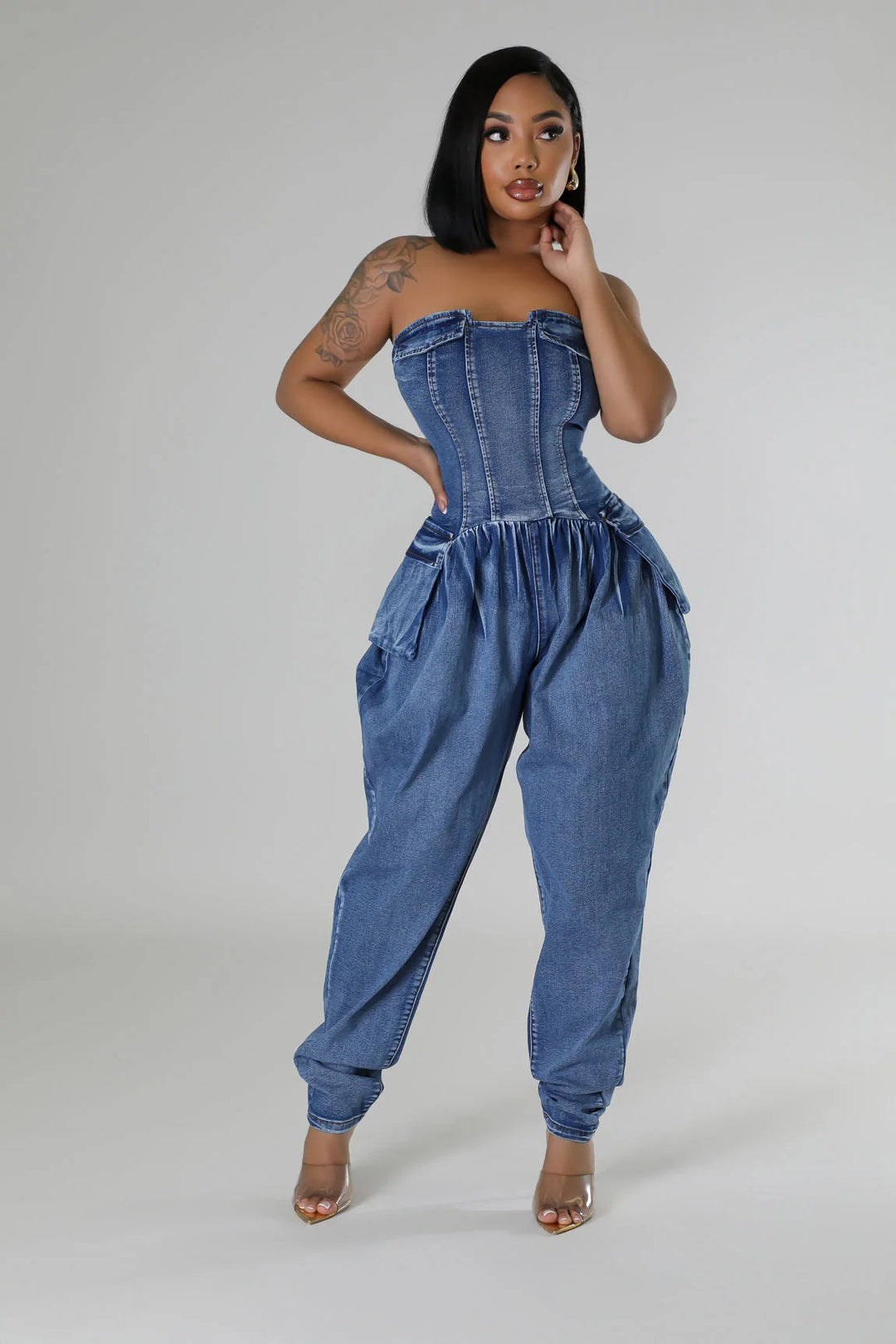 Strapless Slimming Denim Jumpsuits