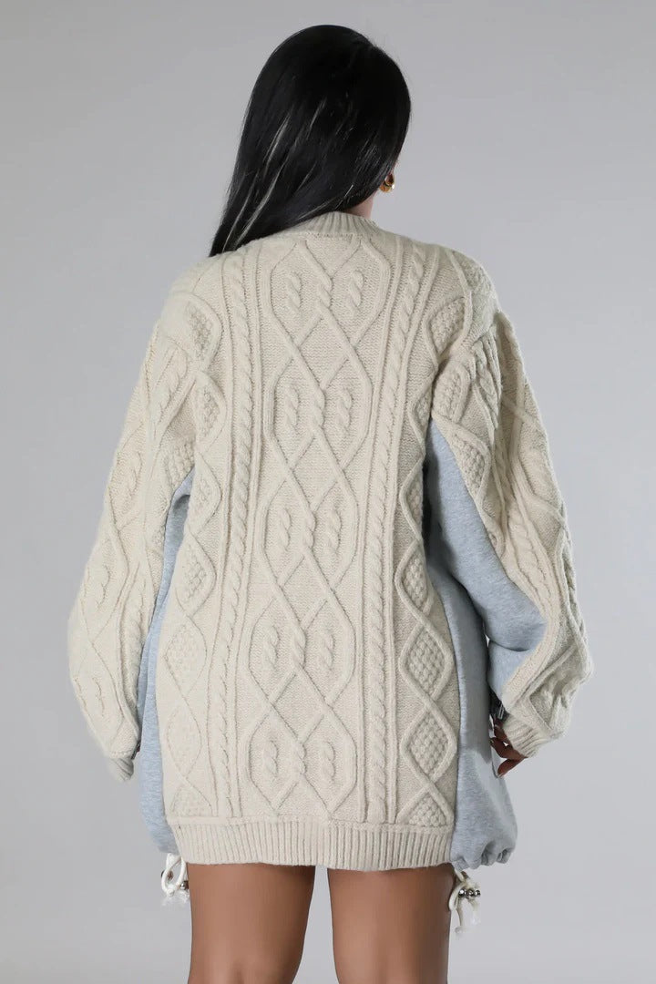 Contrast-Color Patchwork Knit Sweaters