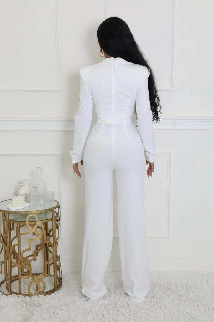 Wide-Leg Long-Sleeve Jumpsuits