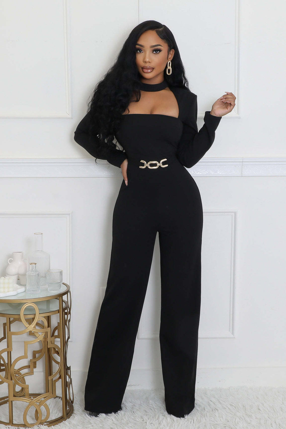 Wide-Leg Long-Sleeve Jumpsuits